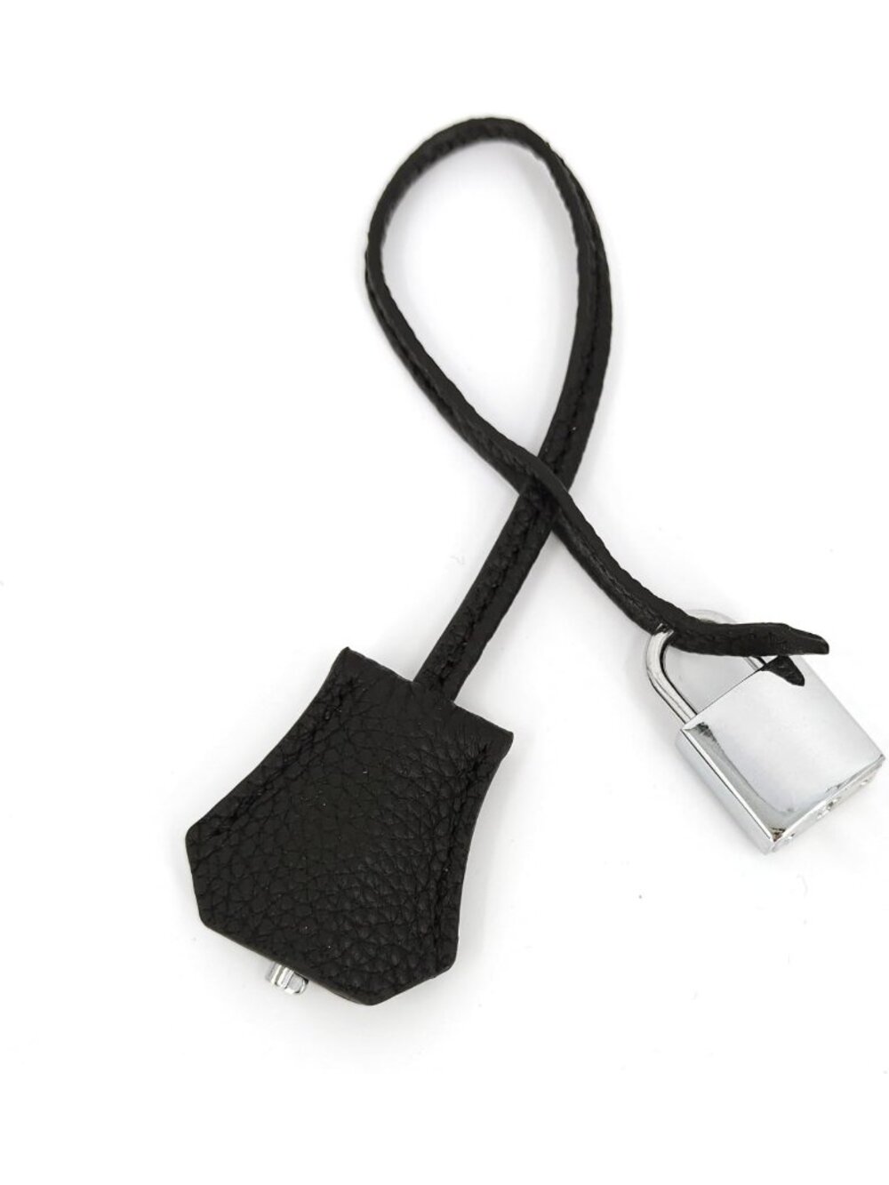 Stylish Genuine Leather Bag Charm with Padlock & Key Set - Perfect Accessory!